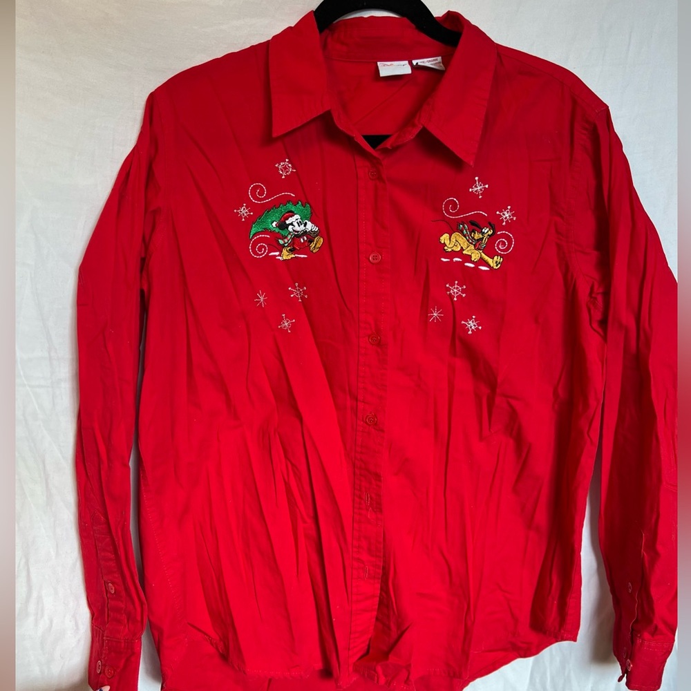 Vintage Mickey Mouse Christmas button up